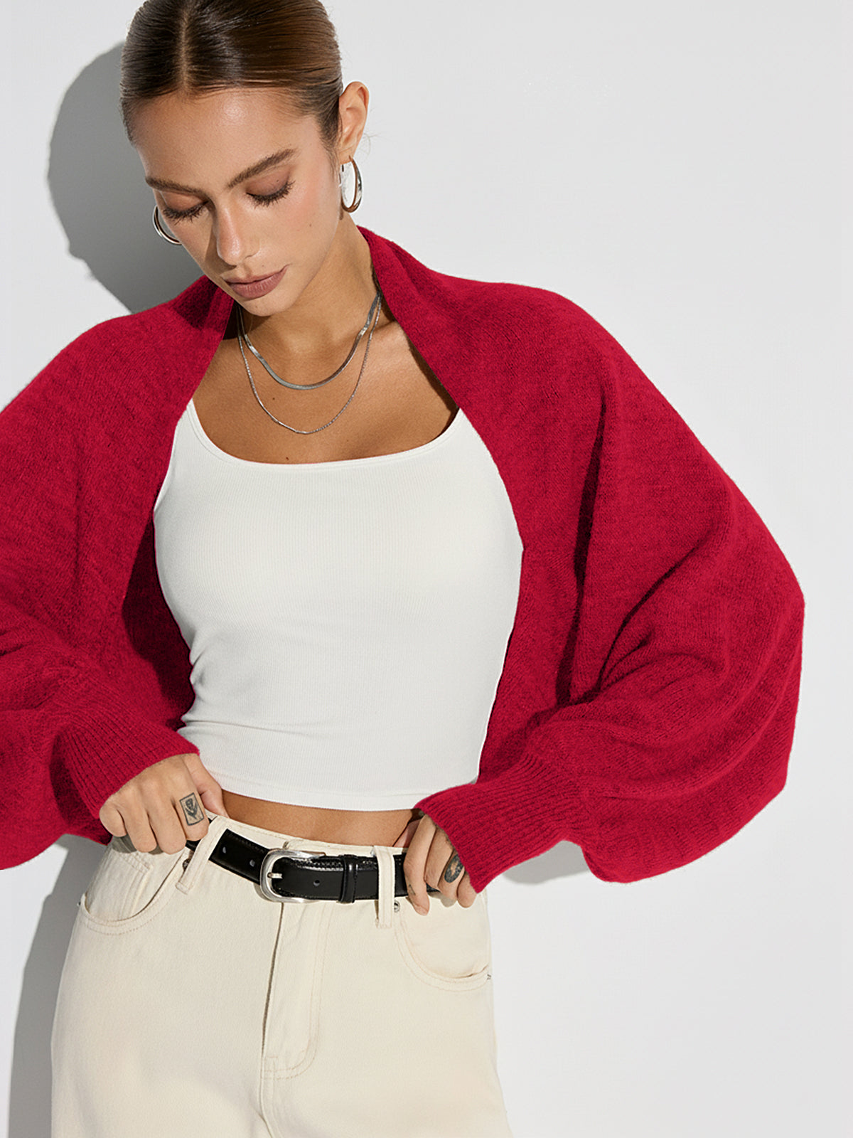 Wool Blend Oversized Batwing Sleeve Cardigan Cozy Fall Winter Layer