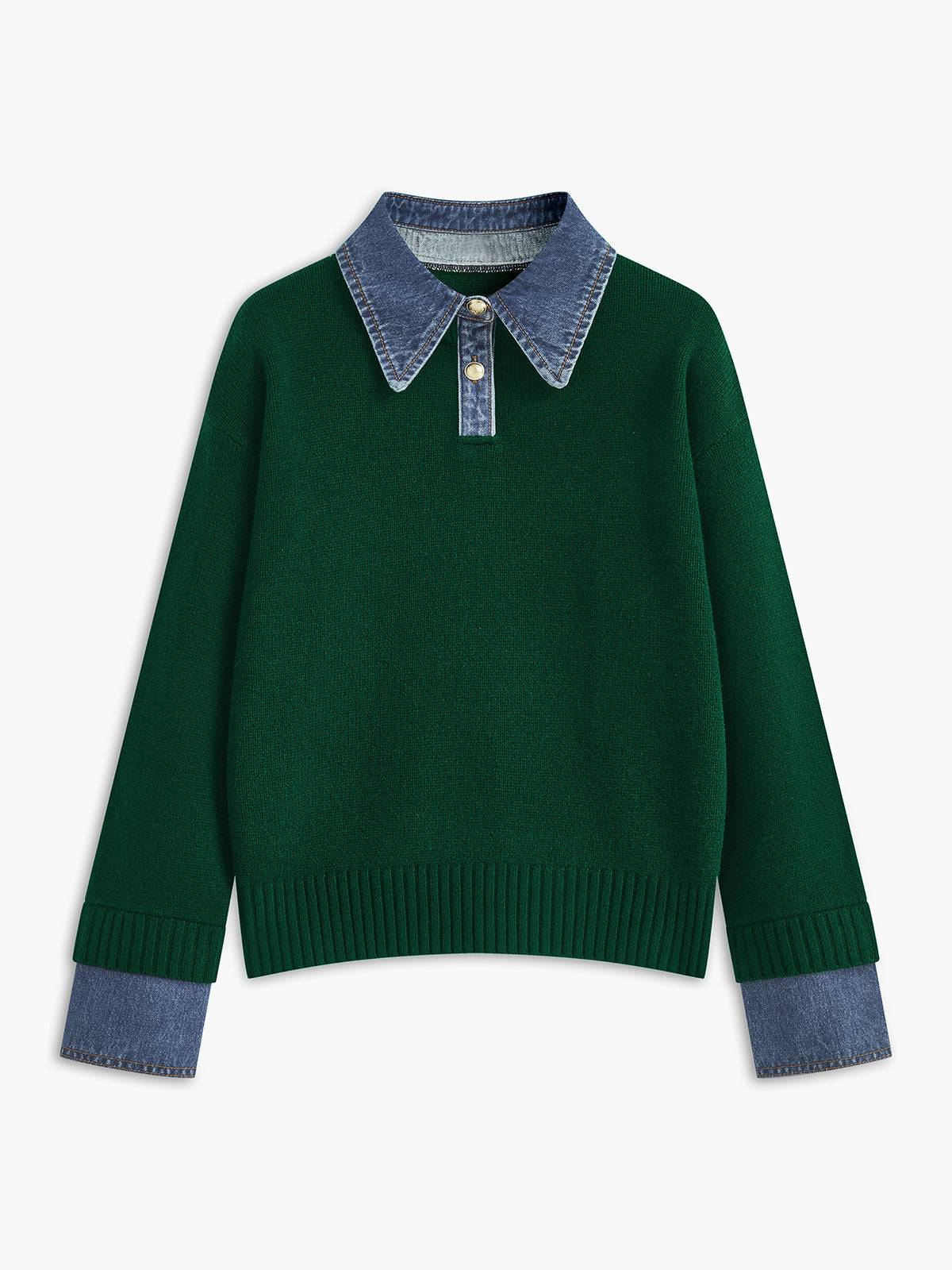 2 in 1 Panel Lapel Relaxed Sweater for Versatile Casual Wear