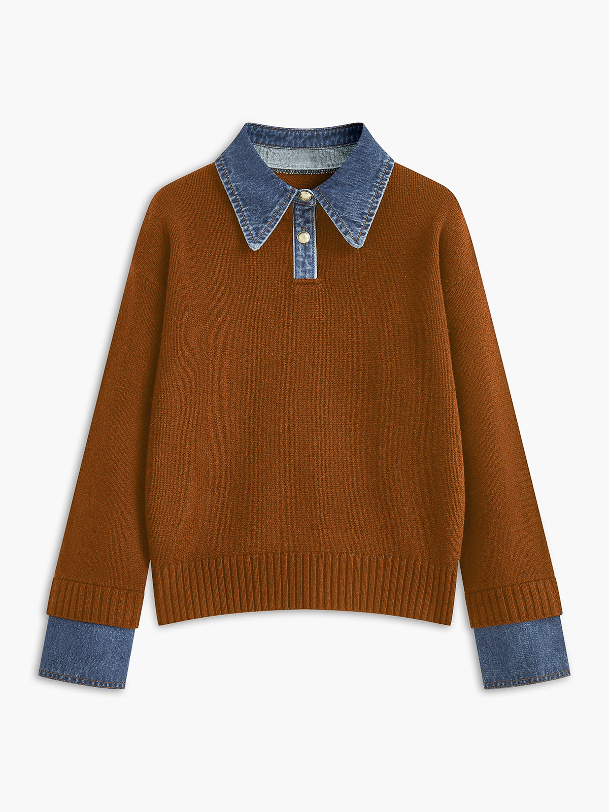 2 in 1 Panel Lapel Relaxed Sweater, Cozy Versatile Layering Essential Piece