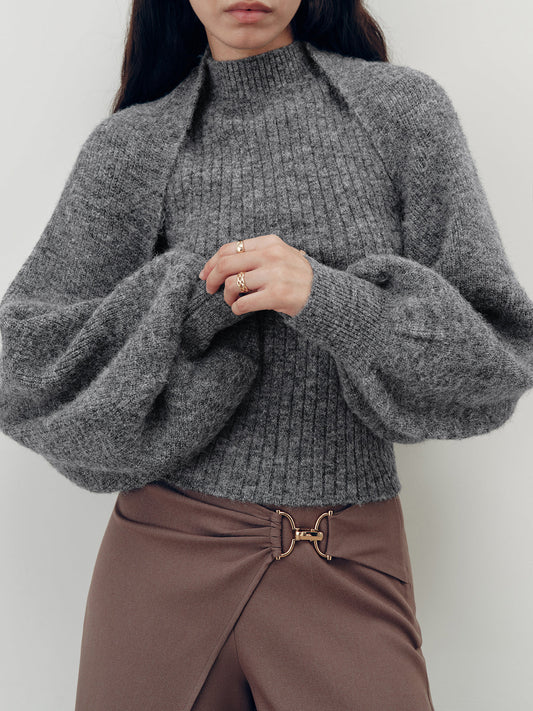 Wool-Blend Mock Neck Two-Piece Sweater Set for Layered Fashion