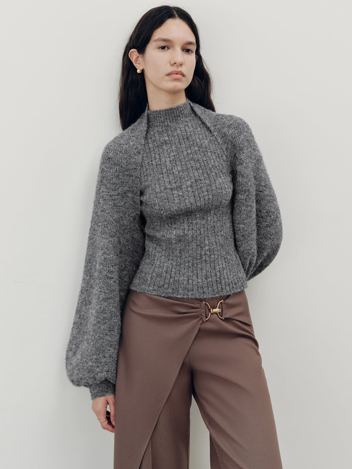 Wool-Blend Mock Neck Two-Piece Sweater Set for Layered Fashion