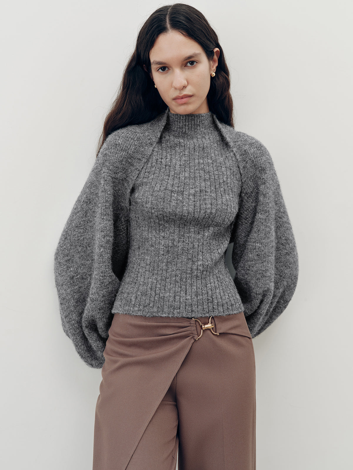 Wool-Blend Mock Neck Two-Piece Sweater Set for Layered Fashion