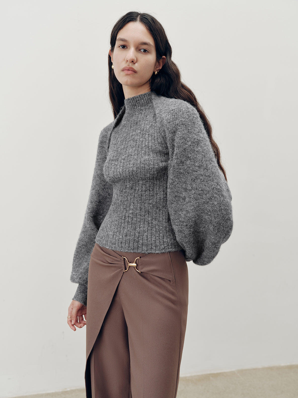 Wool-Blend Mock Neck Two-Piece Sweater Set for Layered Fashion
