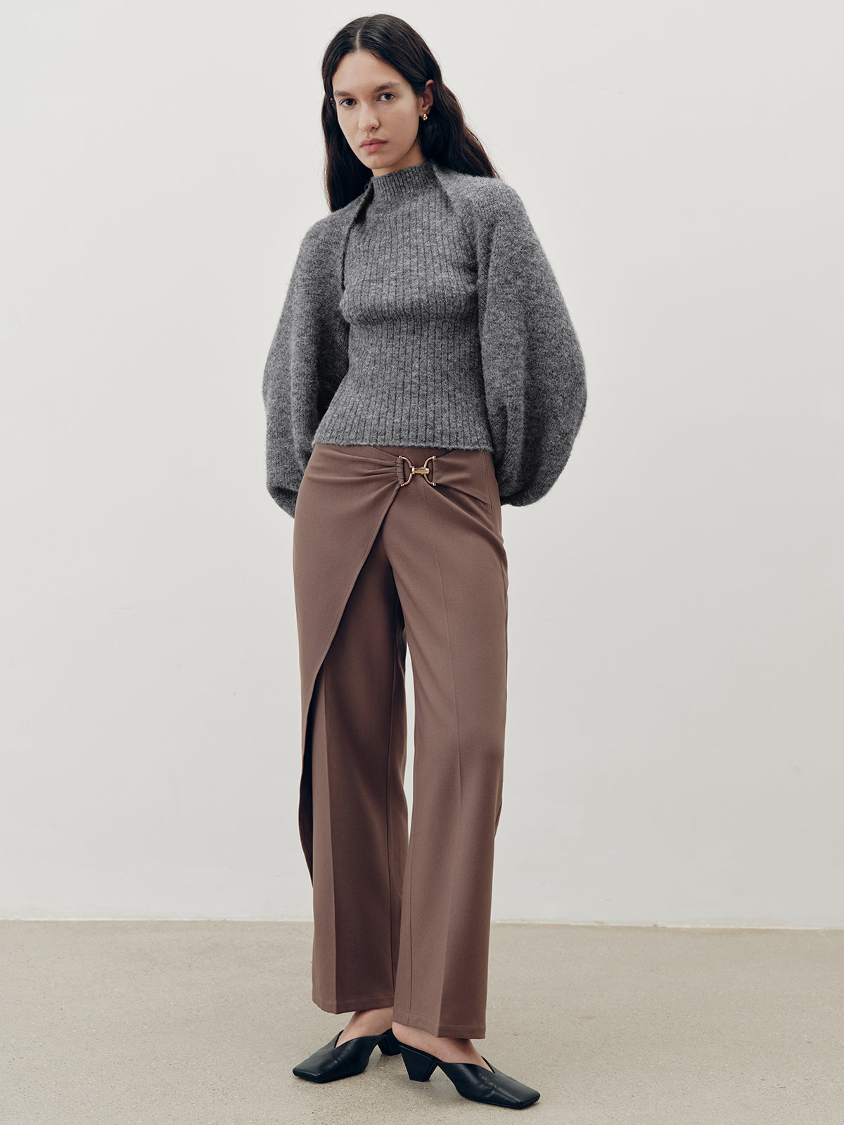 Wool-Blend Mock Neck Two-Piece Sweater Set for Layered Fashion