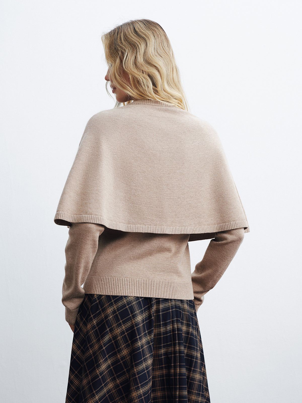 Layered Cape-Style Cardigan for Women with Elegant Design