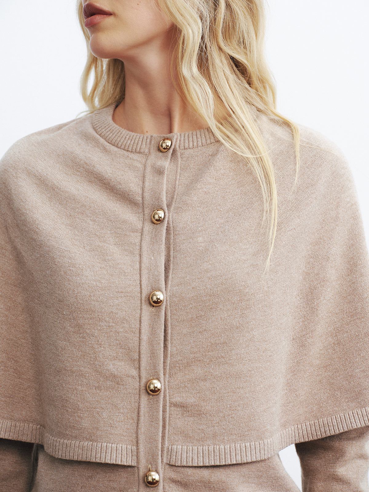 Layered Cape-Style Cardigan for Women with Elegant Design