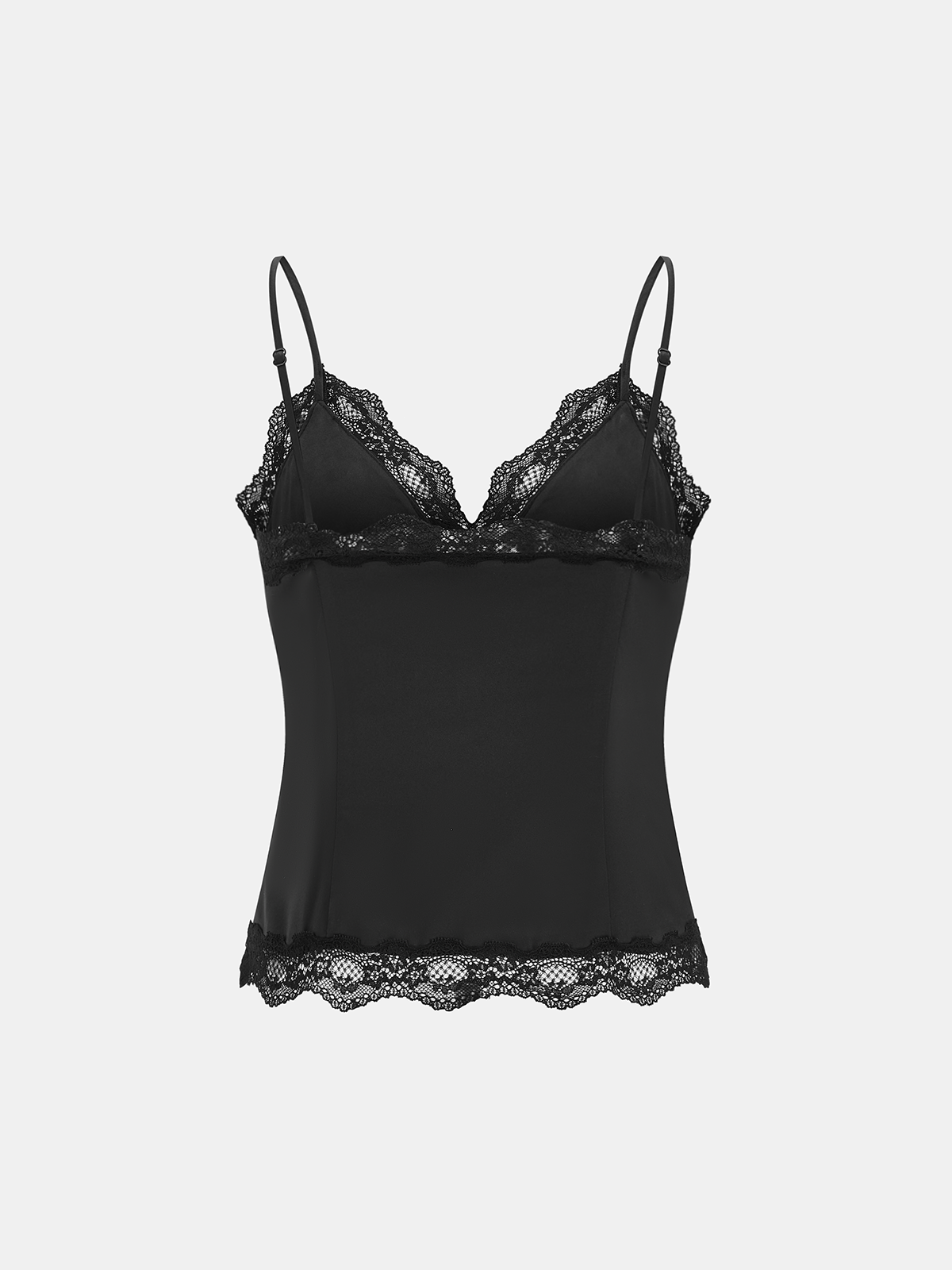 Lace Trim Satin Cami Top with Adjustable Straps