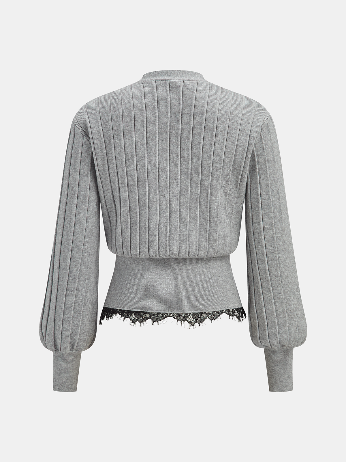 Lace Hem Ribbed Knit Cardigan | Classic Women's Outerwear Sweater