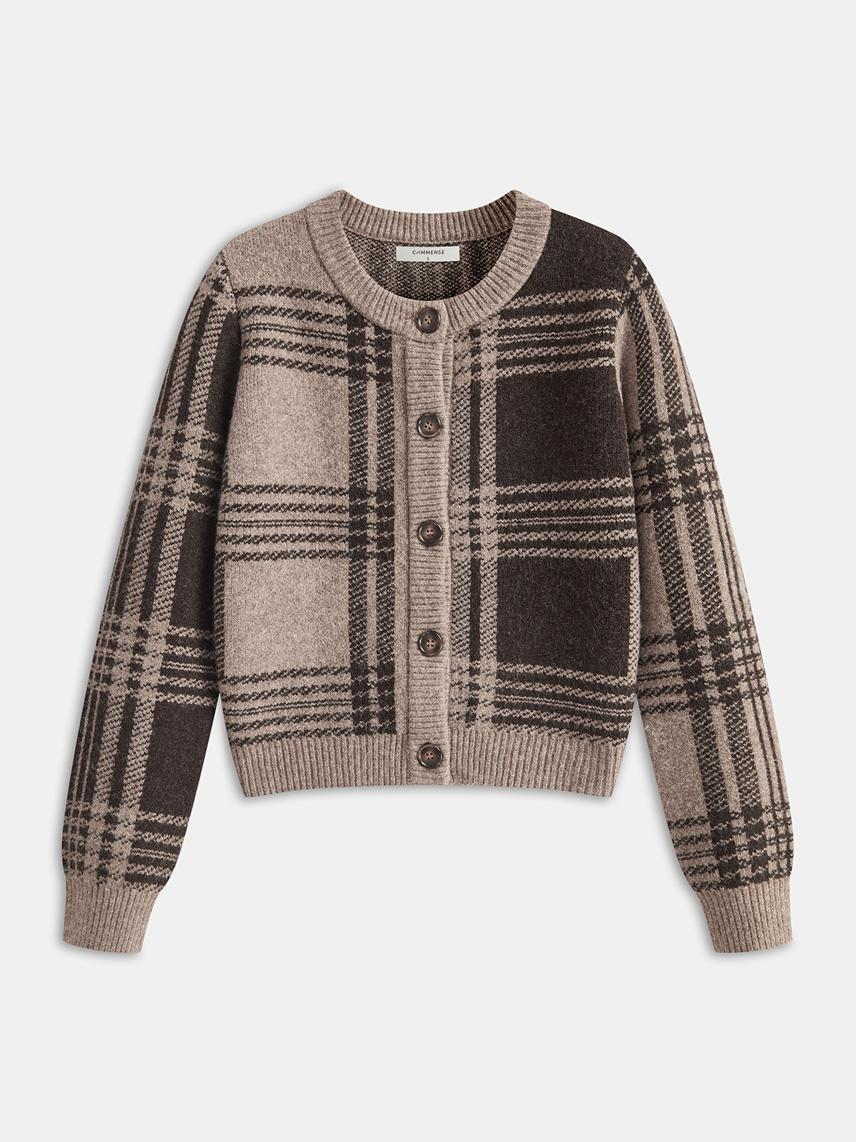 Plaid Wool-Blend Button Cardigan Cozy Winter Essentials