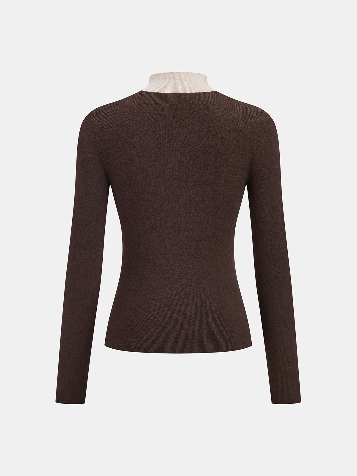Color Block Mock Neck Fitted Knit Top Stylish Comfortable Women's Apparel