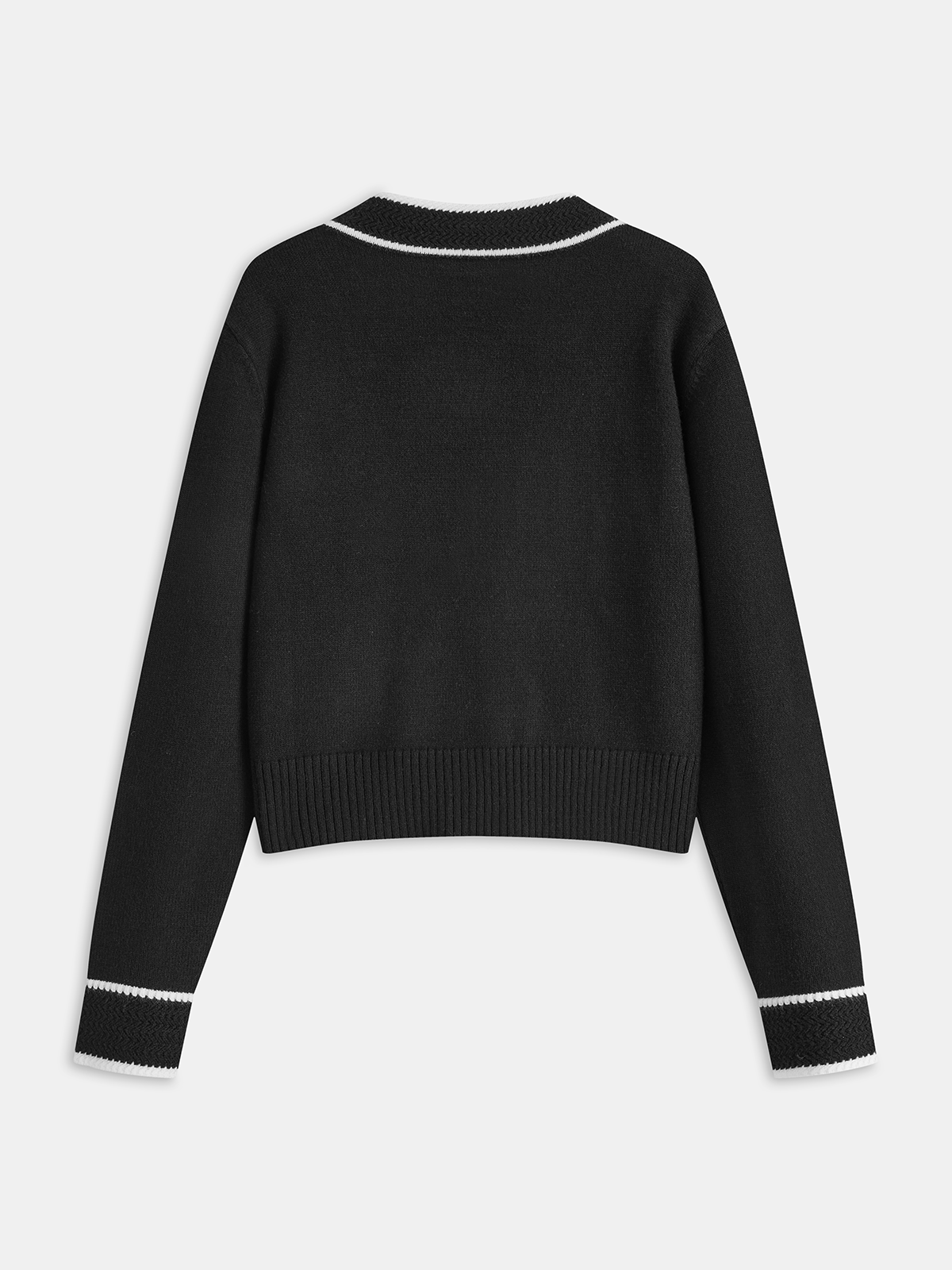 Contrast Trim Metal Button Wool-Blend Cardigan for Women Fall Fashion