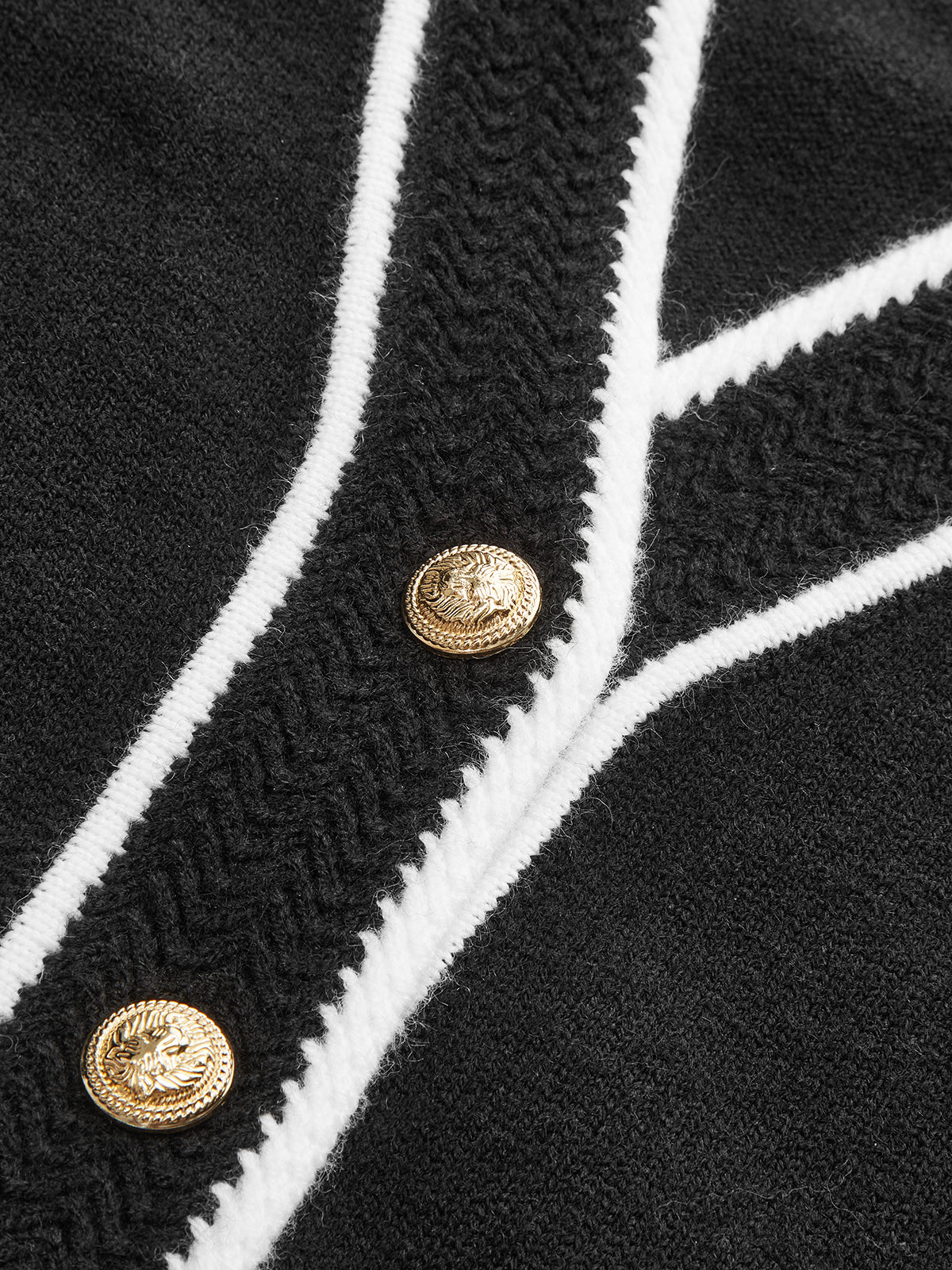 Contrast Trim Metal Button Wool-Blend Cardigan for Women Fall Fashion