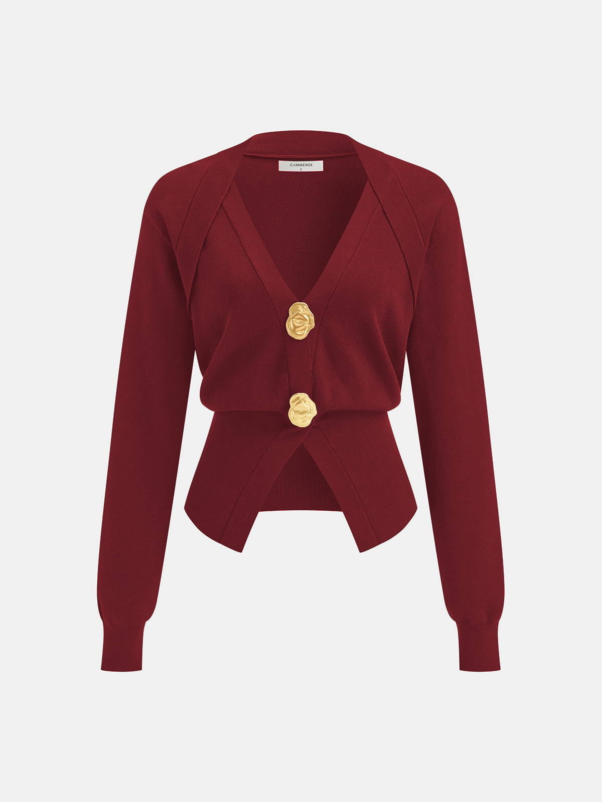 Metal Detail V-Neck Wool Blend Sweater Comfortable Casual Winter Apparel