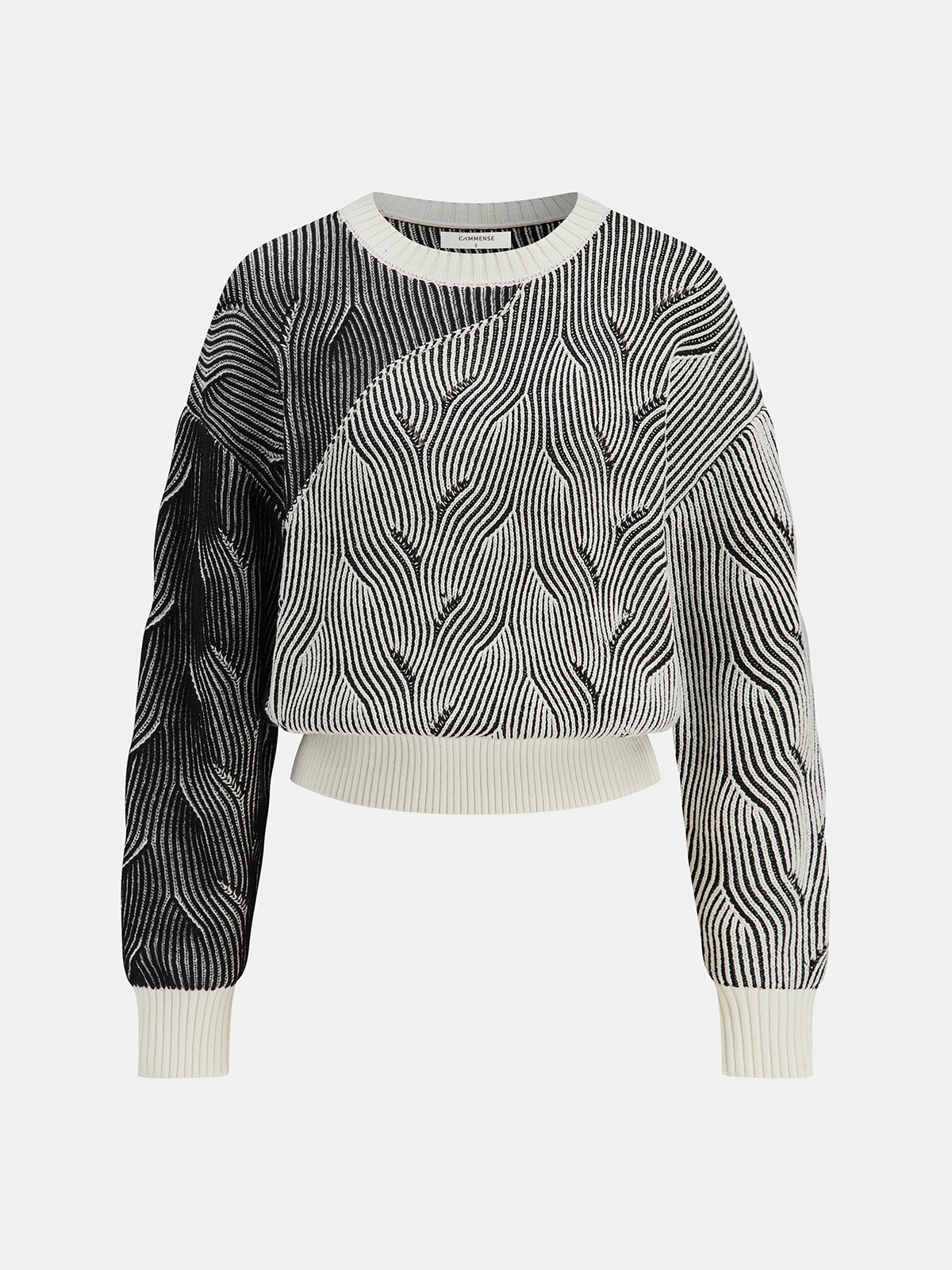 Crew Neck Wave-Knit Sweater for Comfortable Layering
