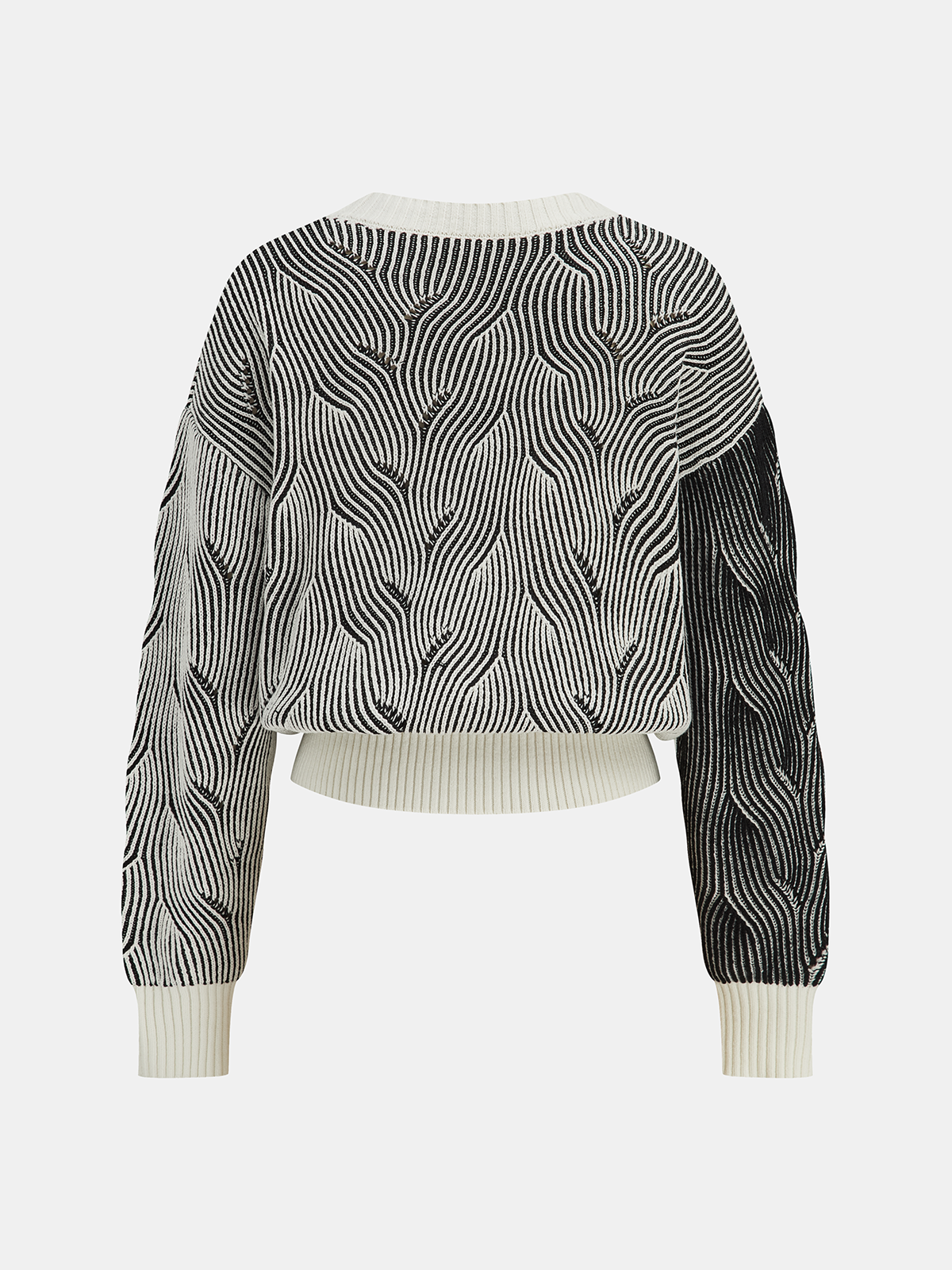 Crew Neck Wave-Knit Sweater for Comfortable Layering