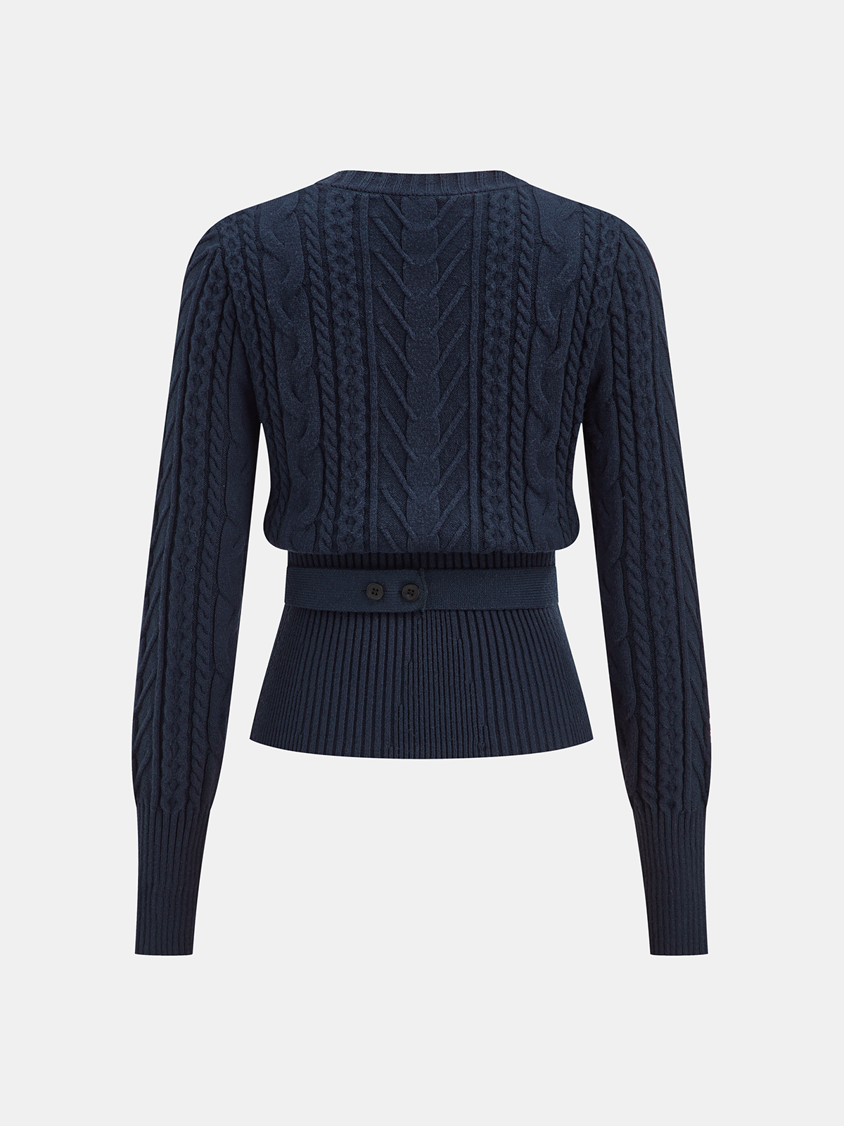 Cinched Waist Belted Cable Knit Top Women's Fashion Essential