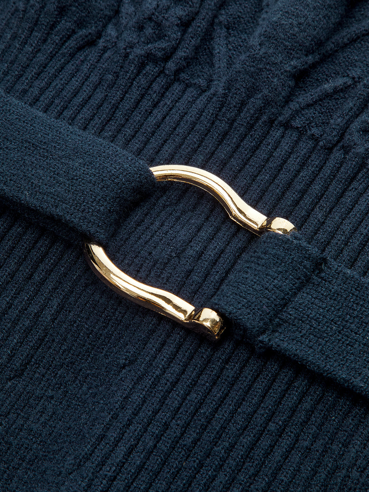 Cinched Waist Belted Cable Knit Top Women's Fashion Essential
