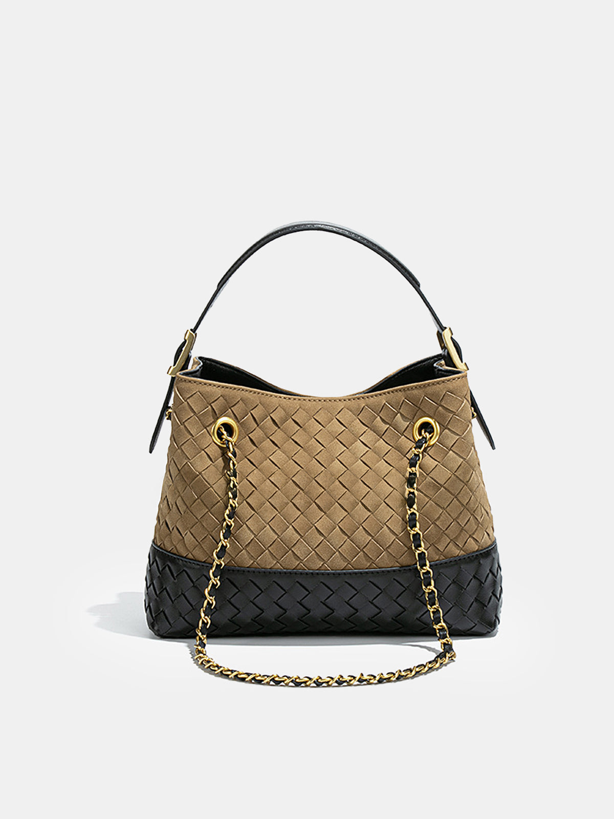 Two-Tone Woven Hobo Bag with Adjustable Strap Essential