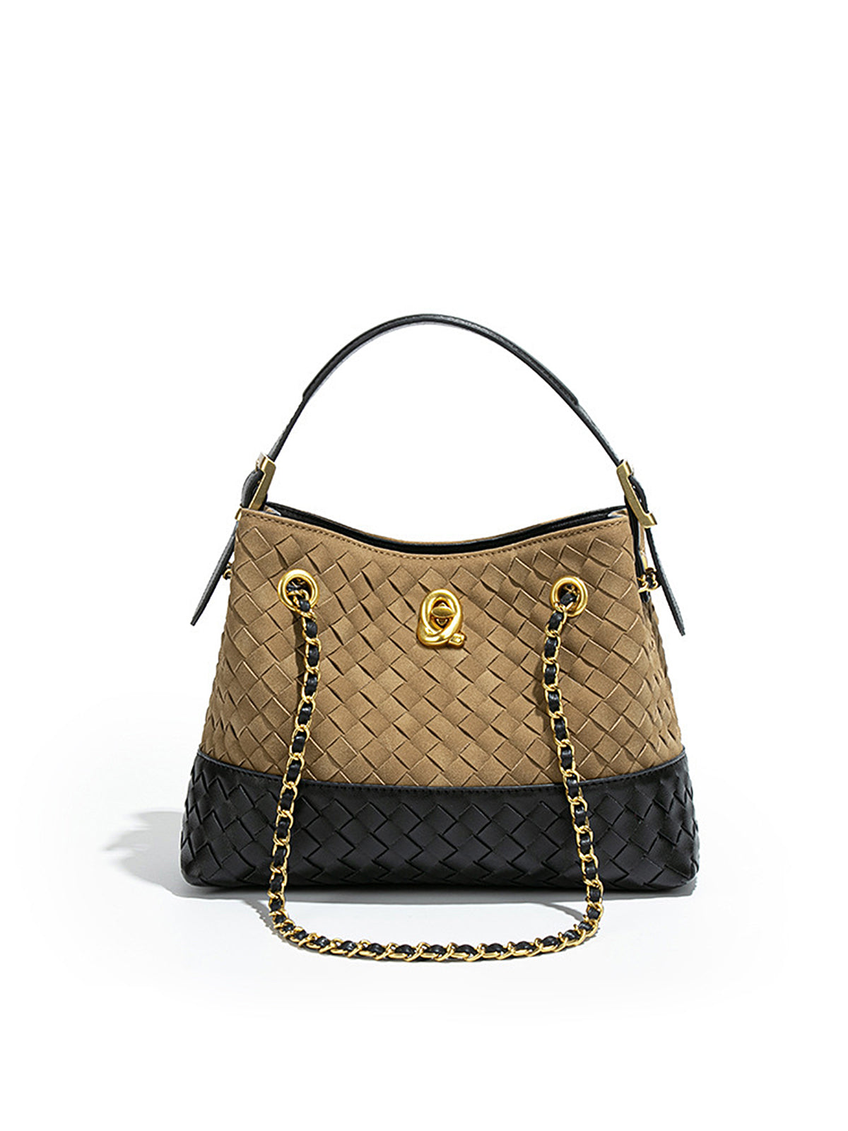 Two-Tone Woven Hobo Bag with Adjustable Strap Essential
