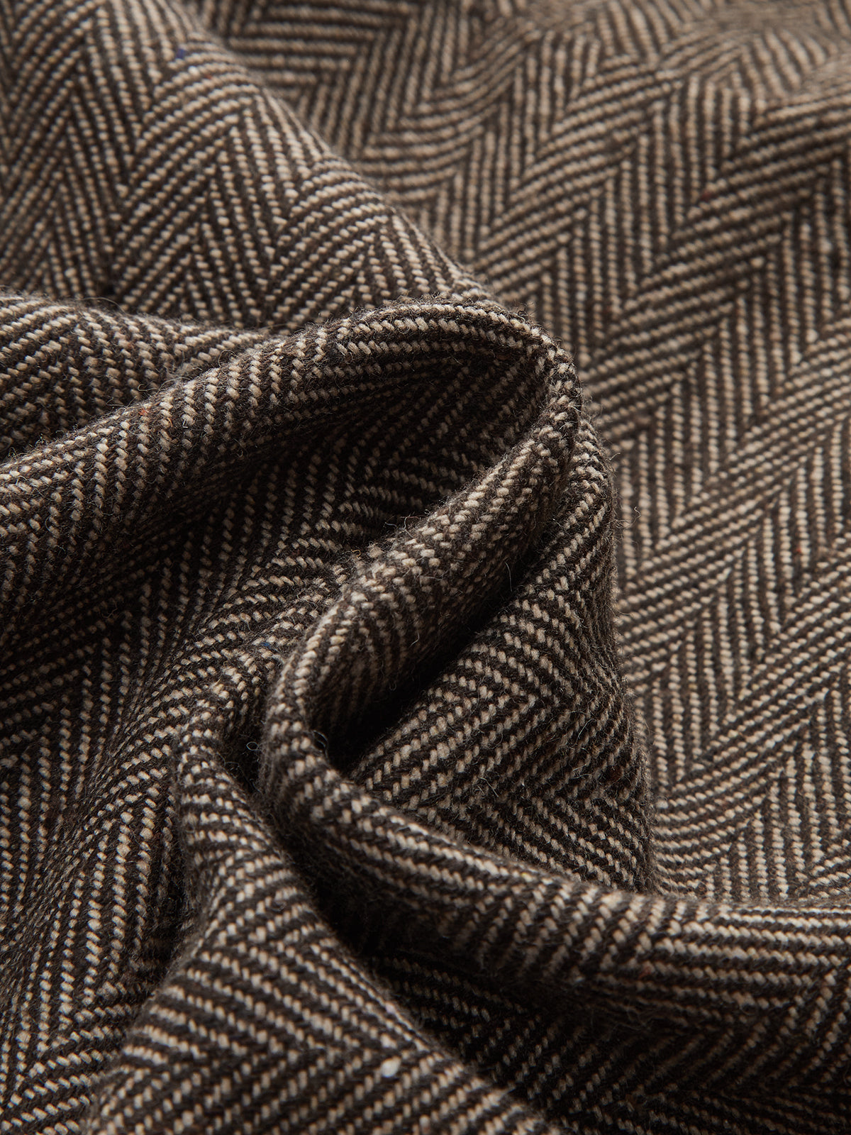 Mid-Waist Herringbone Curved-Leg Casual Trousers for Women