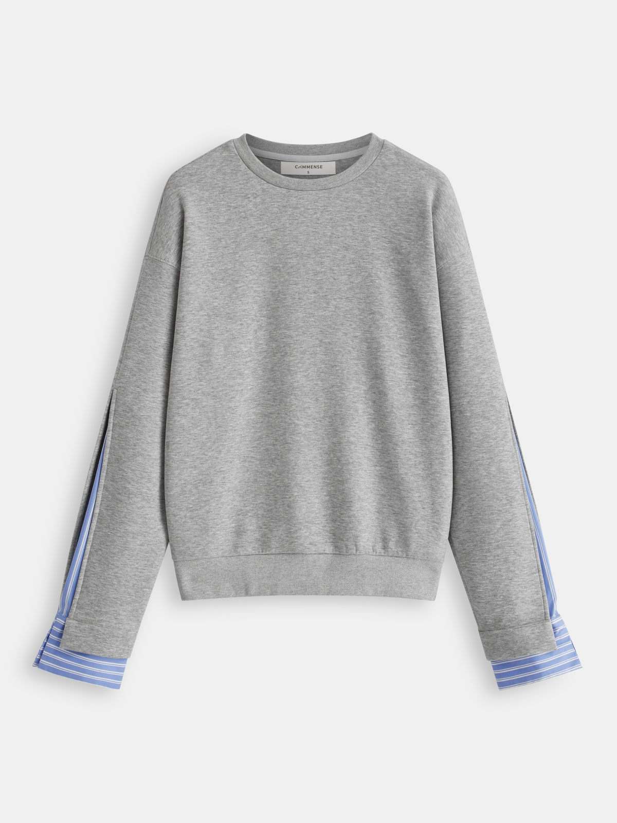 Striped Shirt Panel Crew Neck Sweatshirt Comfortable Casual Top