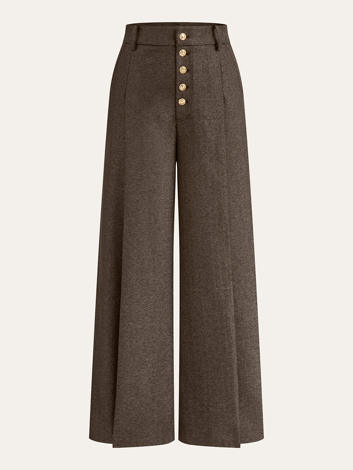 High-Waisted Button-Front Wide-Leg Pants for Women Trendy Casual Fit
