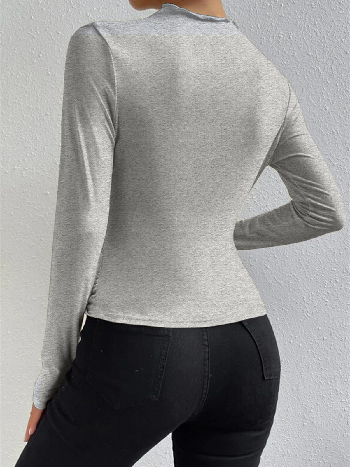 Ruching Long Sleeve Shirt Women's Fashion Top