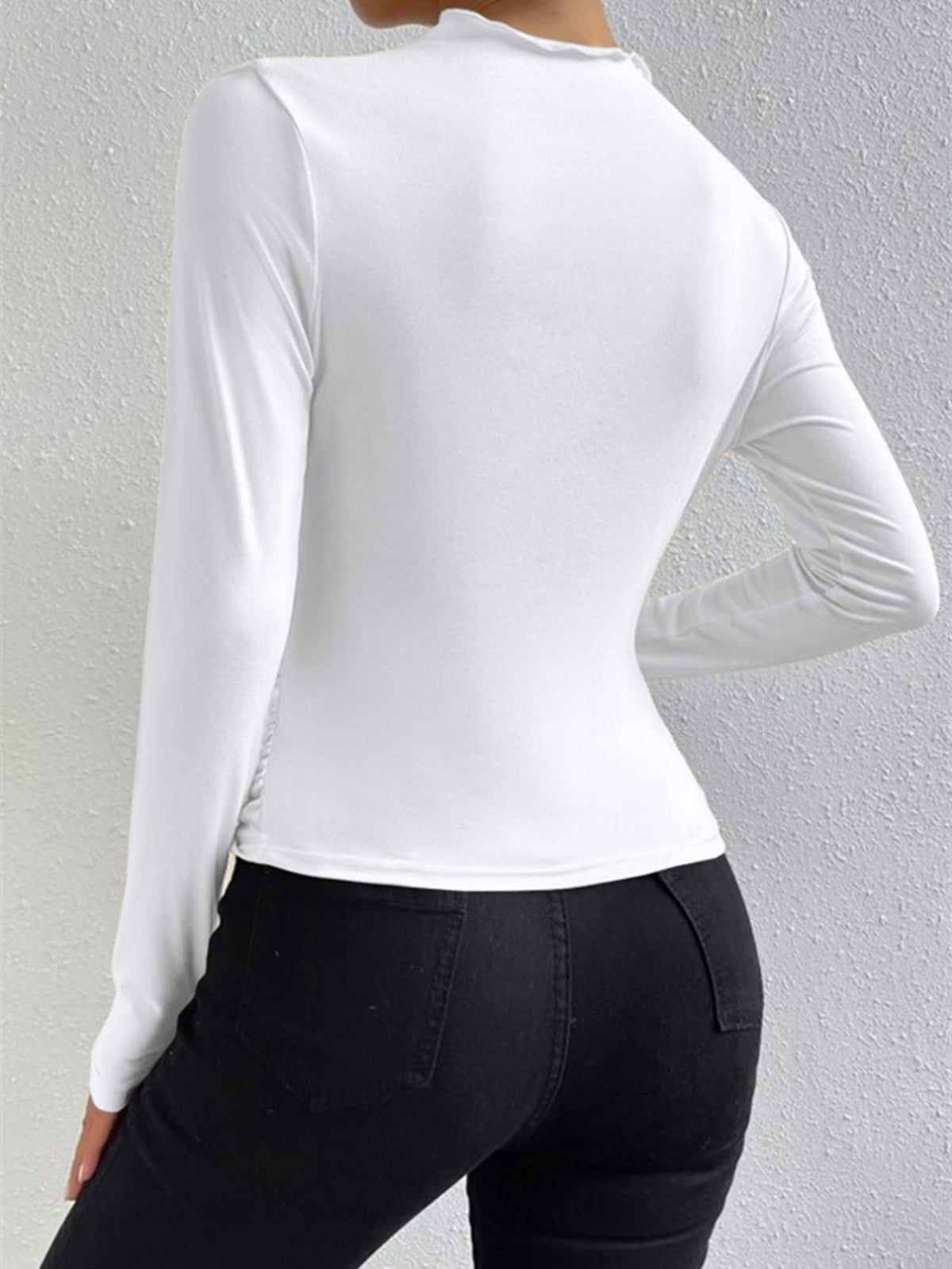 Ruching Long Sleeve Shirt Women's Fashion Top