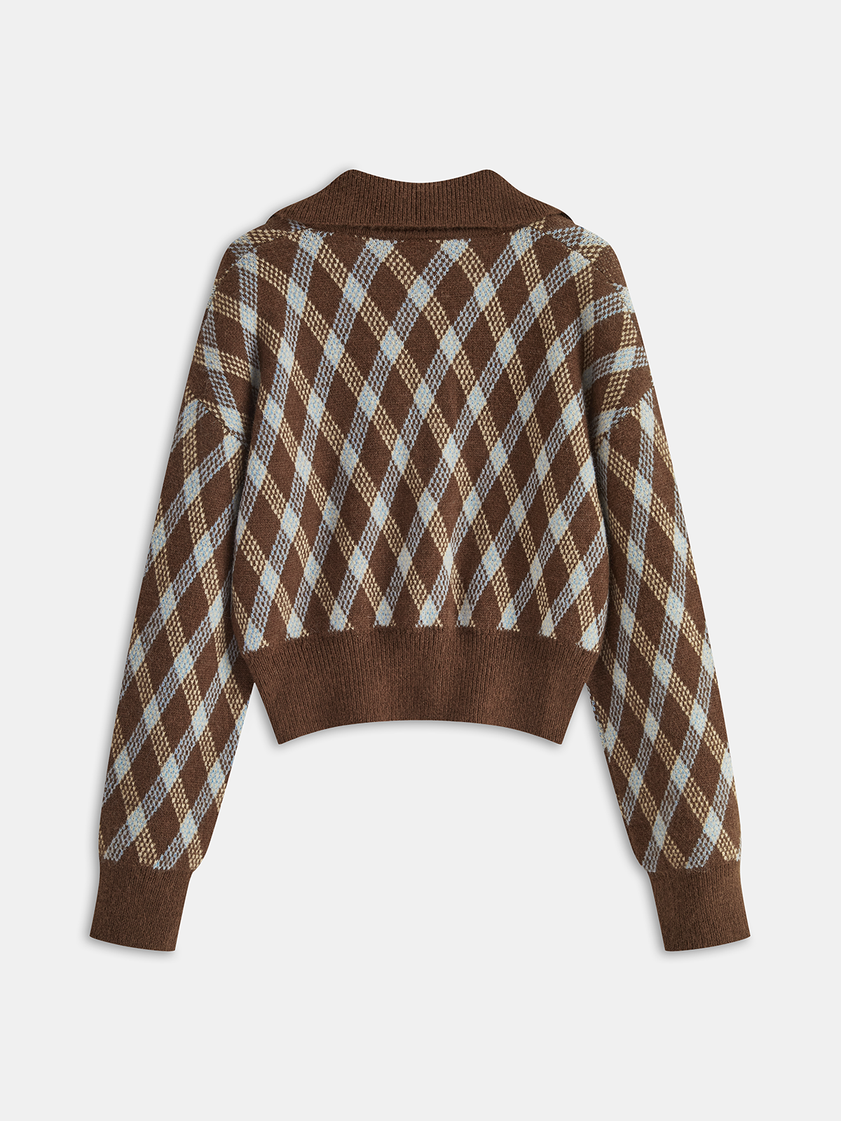 Men's Stylish Argyle Patterned Collared Knit Sweater Perfect for Layering