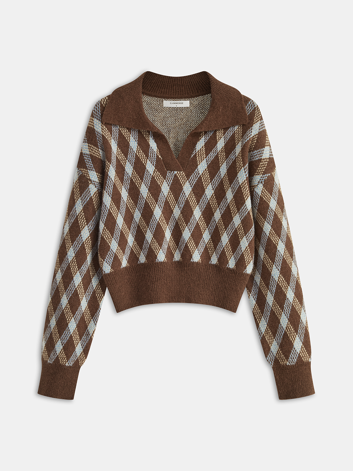 Men's Stylish Argyle Patterned Collared Knit Sweater Perfect for Layering