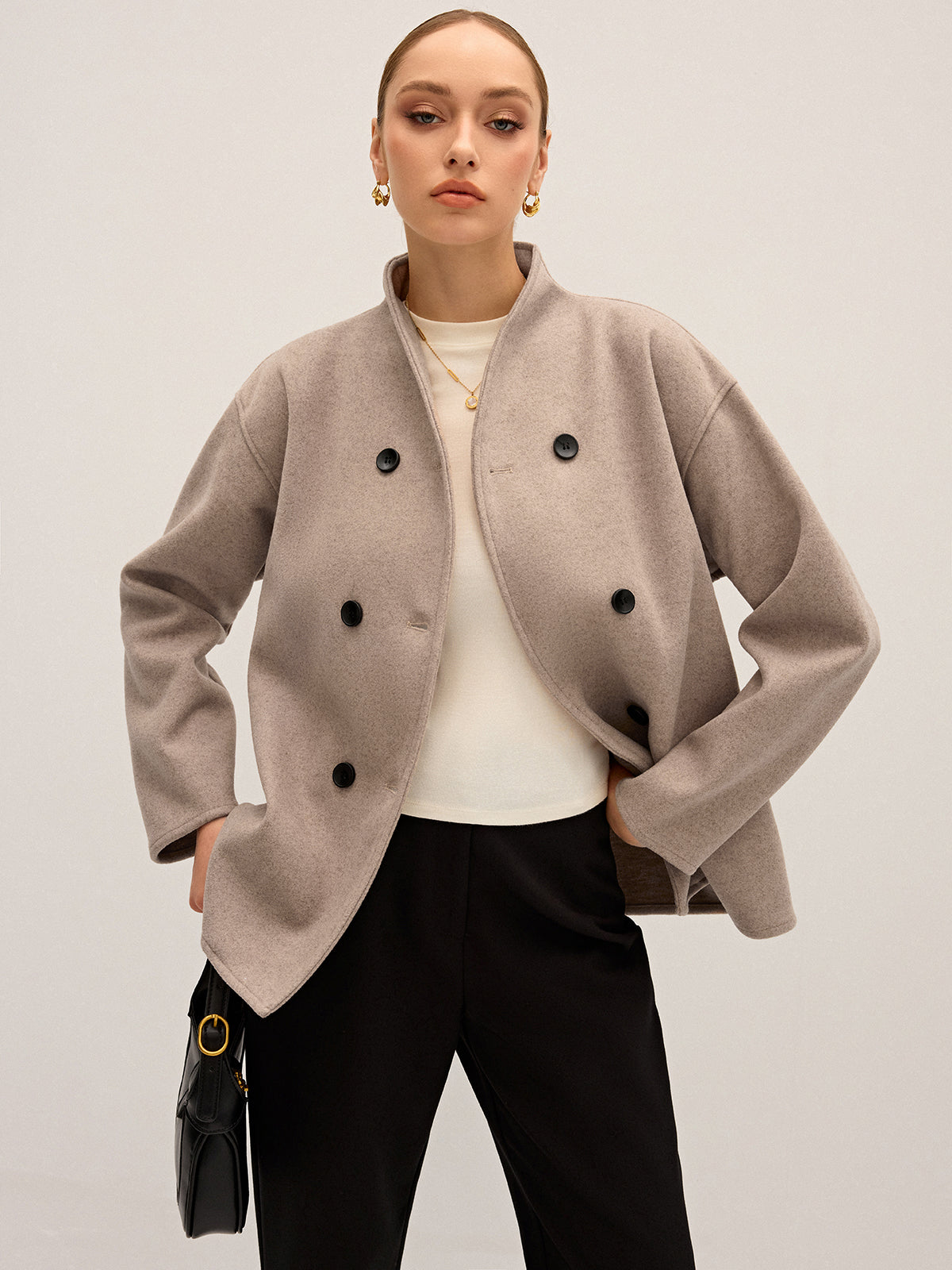 Oversized Button-Down Jacket for Men with Pockets