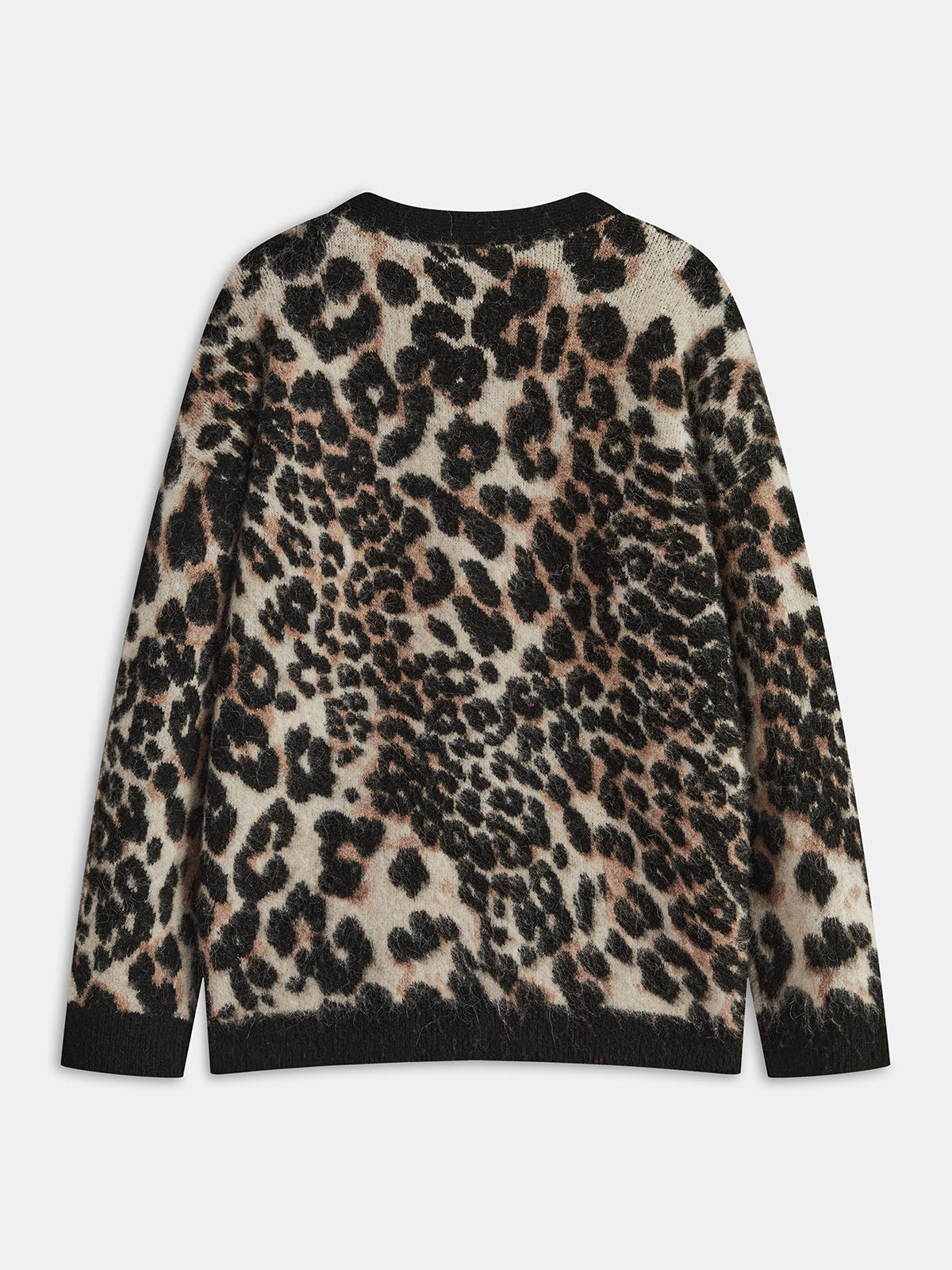 Wool Blend Leopard Print Metal Button Cardigan for Women Cozy Fashion