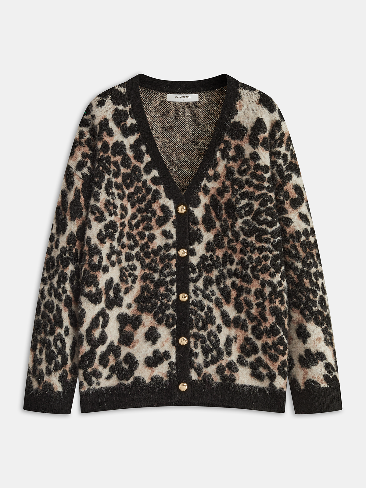 Wool Blend Leopard Print Metal Button Cardigan for Women Cozy Fashion