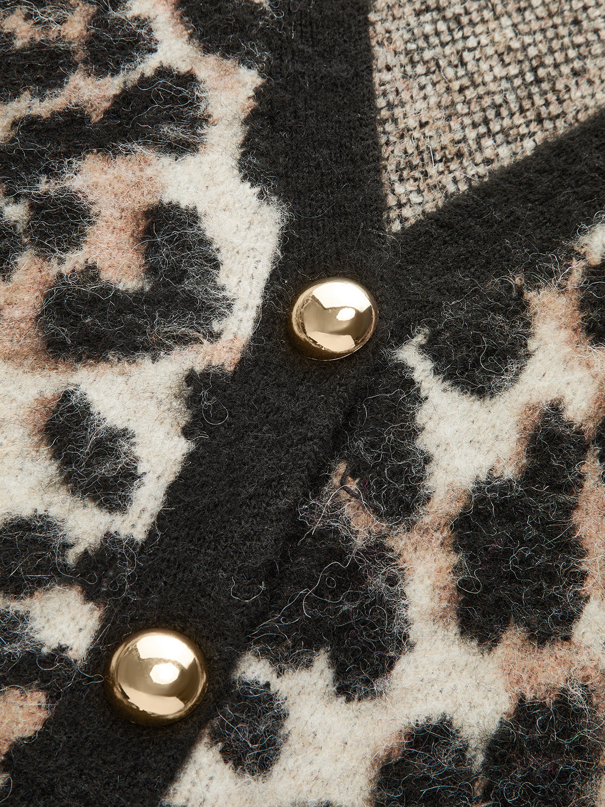 Wool Blend Leopard Print Metal Button Cardigan for Women Cozy Fashion
