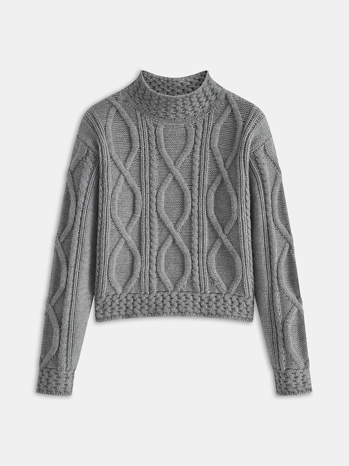 Cable Knit Mock Neck Sweater Classic Pullover Winter Apparel