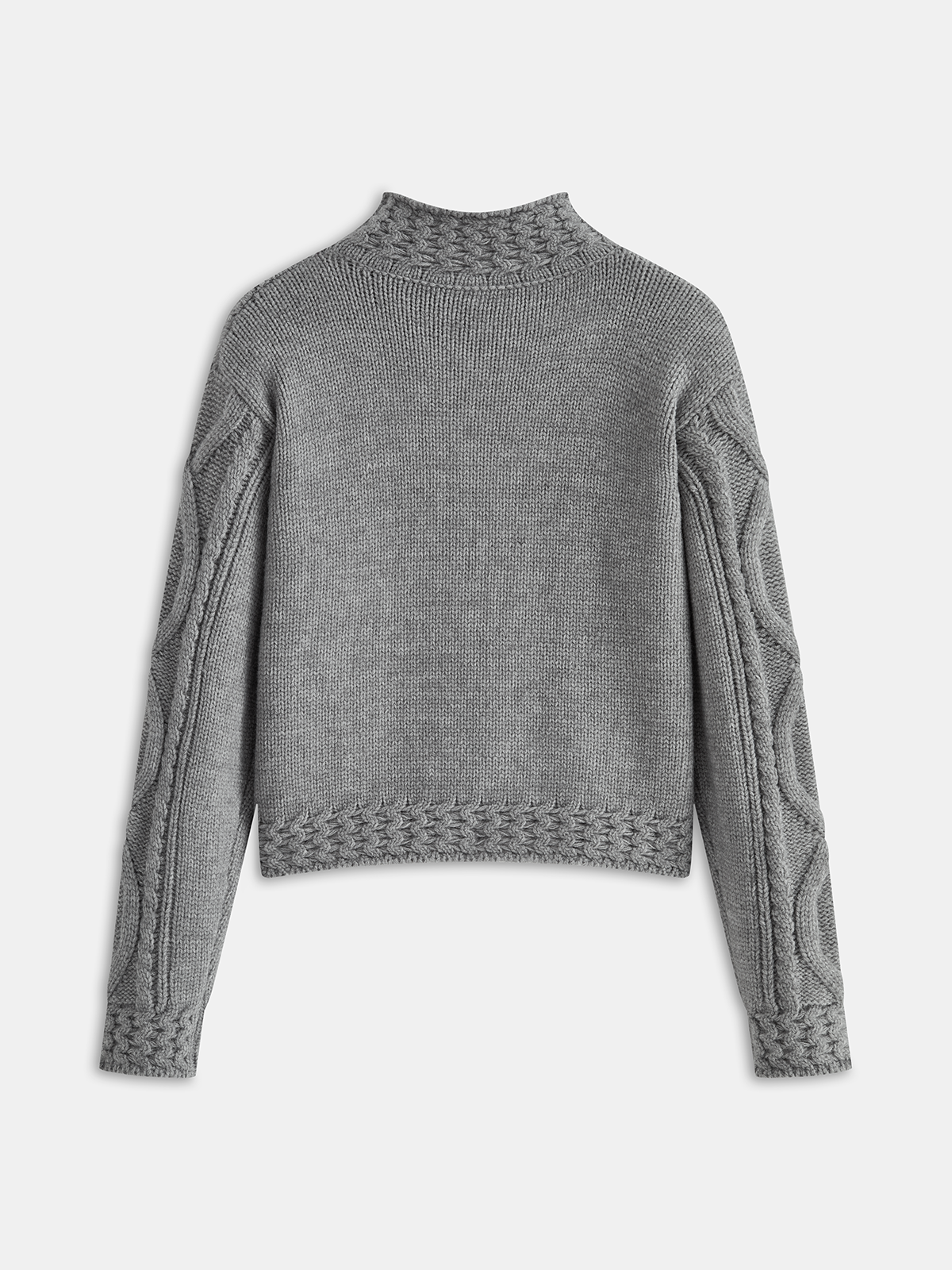 Cable Knit Mock Neck Sweater Classic Pullover Winter Apparel