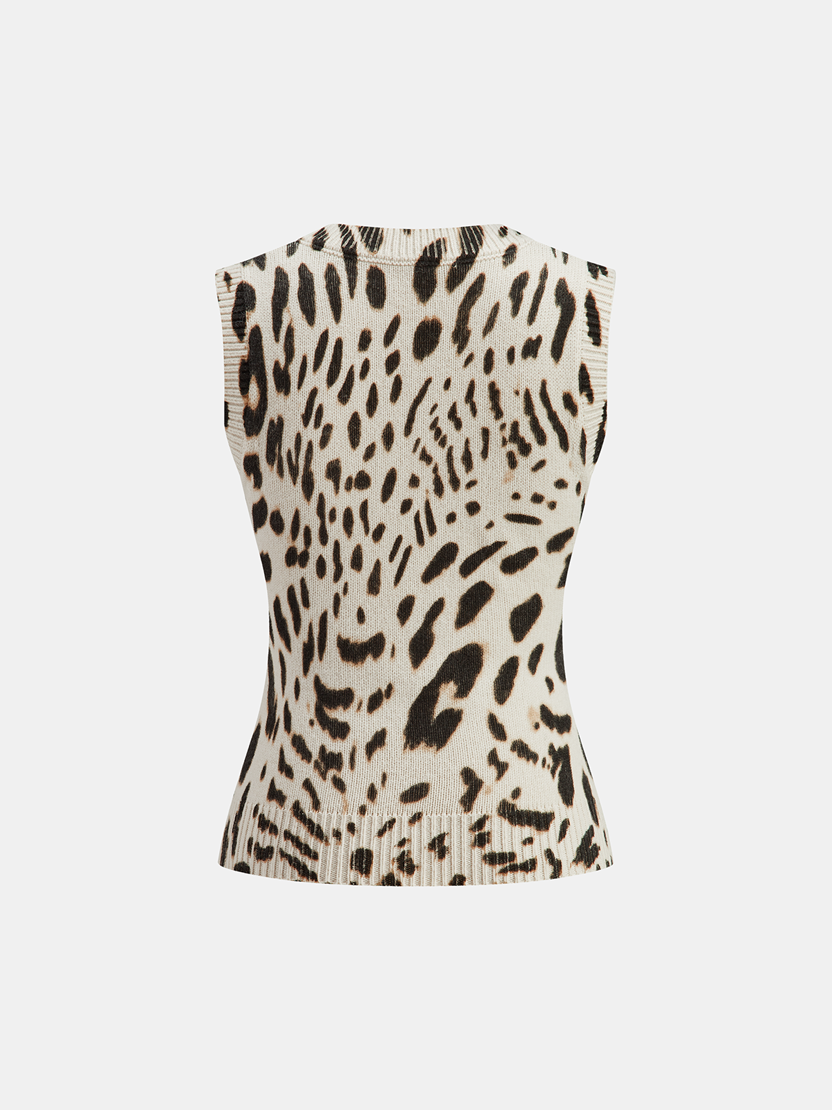 Wool-Blend Leopard Print Knit Vest for Women Fall Fashion