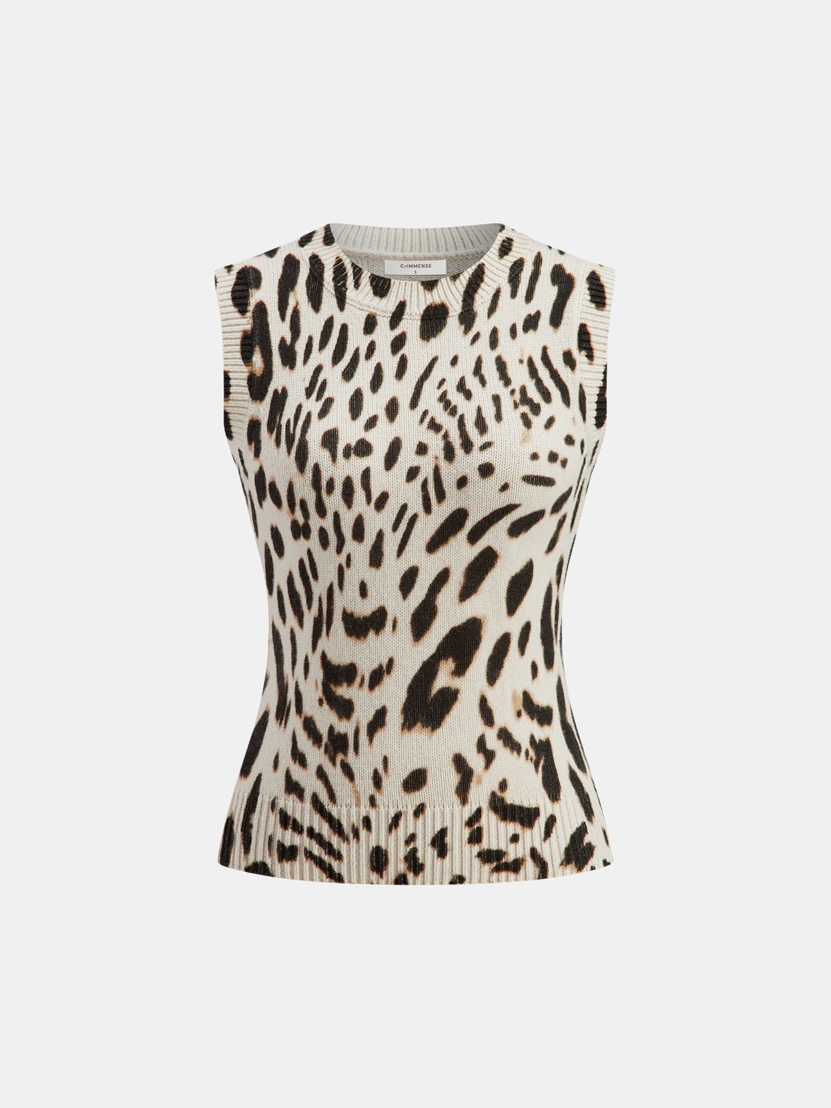 Wool-Blend Leopard Print Knit Vest for Women Fall Fashion