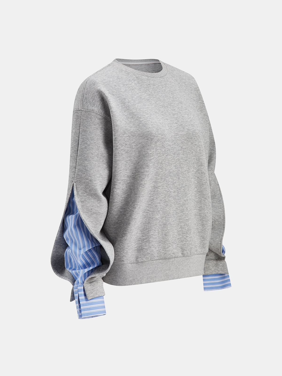 Striped Shirt Panel Crew Neck Sweatshirt Comfortable Casual Top