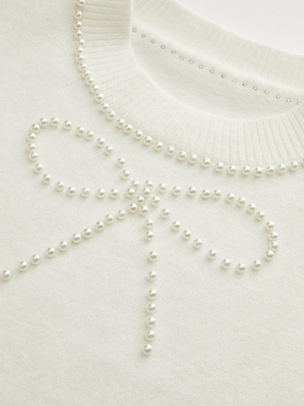 Pearl Bow Detail Cap Sleeve Knit Vest, Elegant Women's Layering Fashion Top