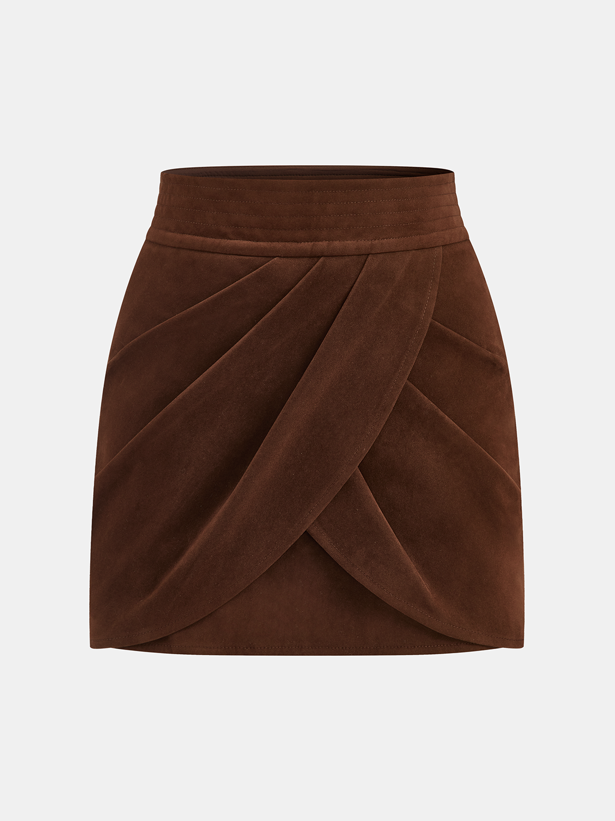 Asymmetric Pleated Suede Effect Mini Skirt Trendy Women's Fashion Casual