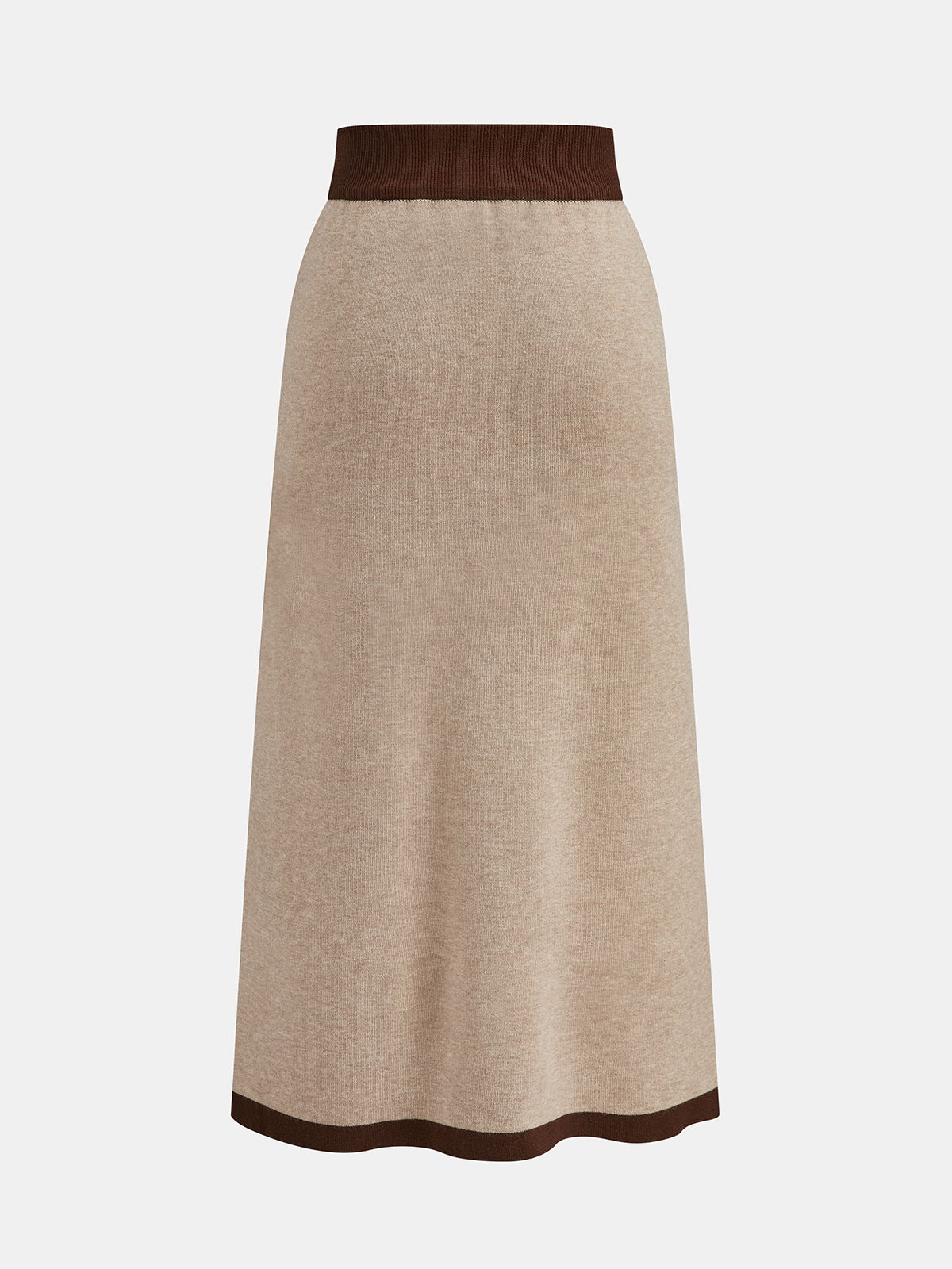Contrast Trim Knit Top and Midi Skirt Set Women's Fashion Staple