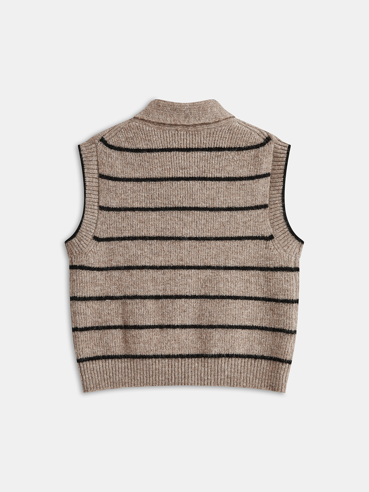 Striped Knit Vest with Tie Neck Detail, Sleeveless Layering Sweater