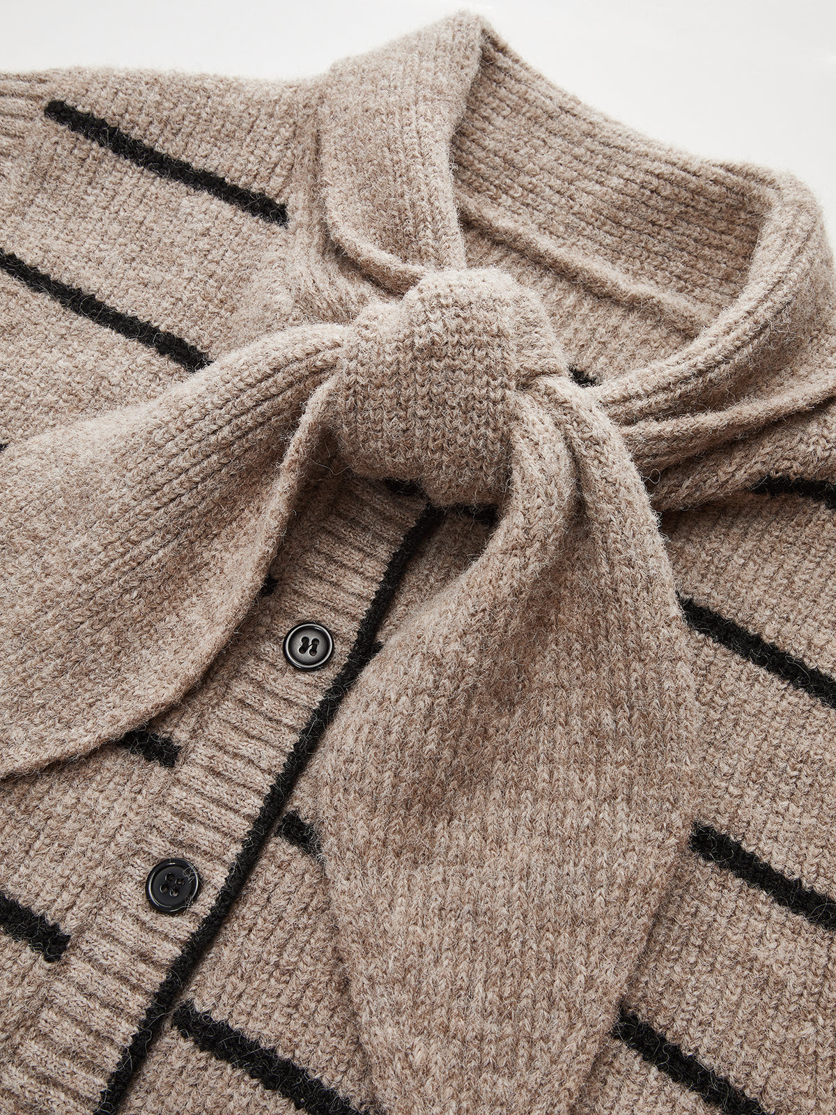 Striped Knit Vest with Tie Neck Detail, Sleeveless Layering Sweater