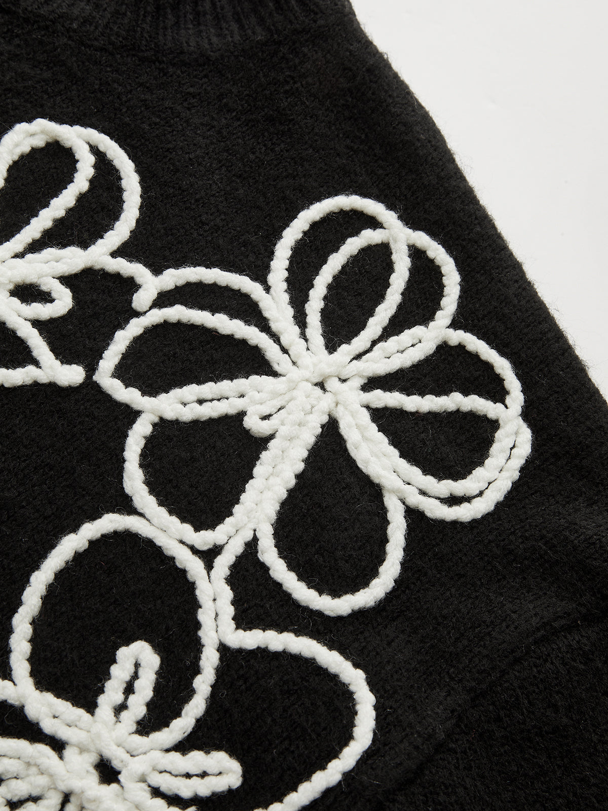 Floral Embroidery Wool-Blend Sweater for All Seasons Comfort