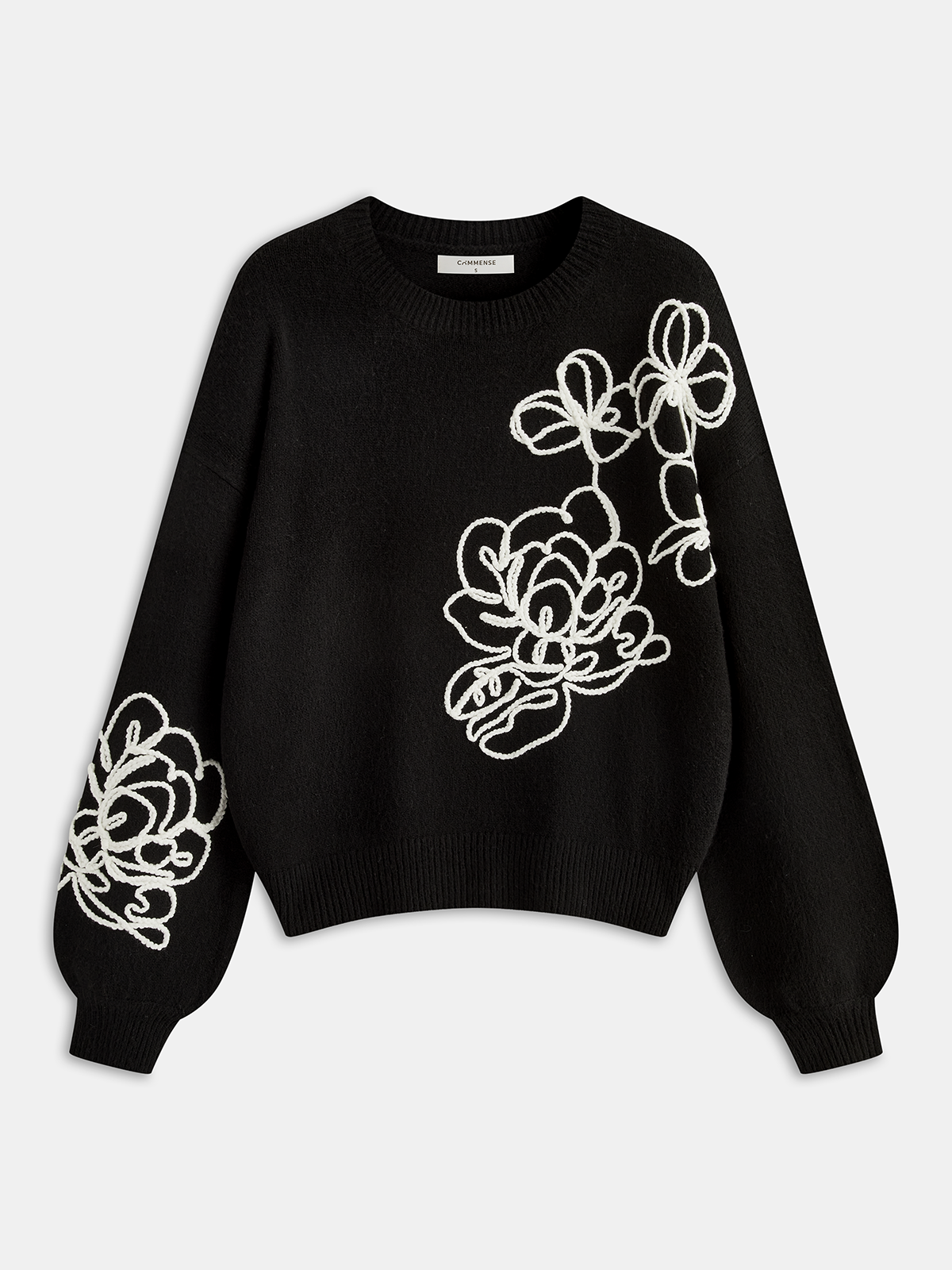 Floral Embroidery Wool-Blend Sweater for All Seasons Comfort