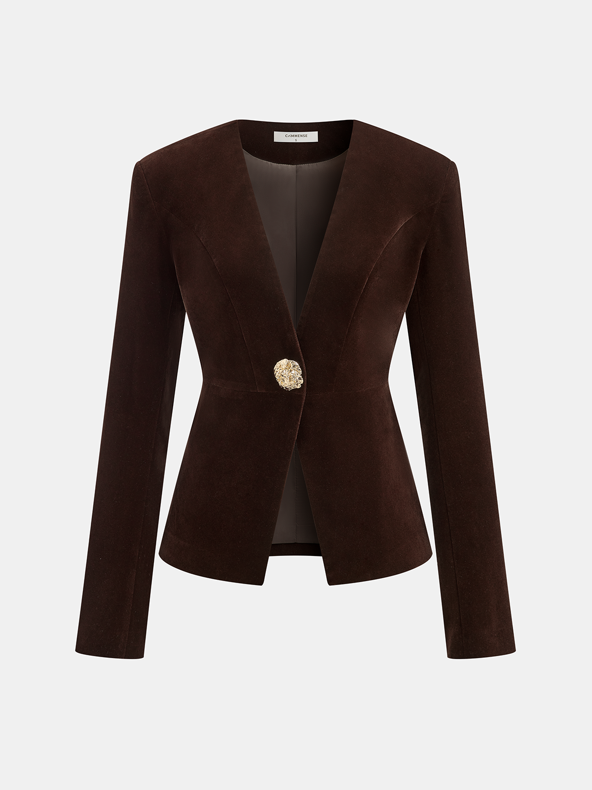 Metal Button Velvet Blazer - Elegant Tailored Women's Evening Jacket