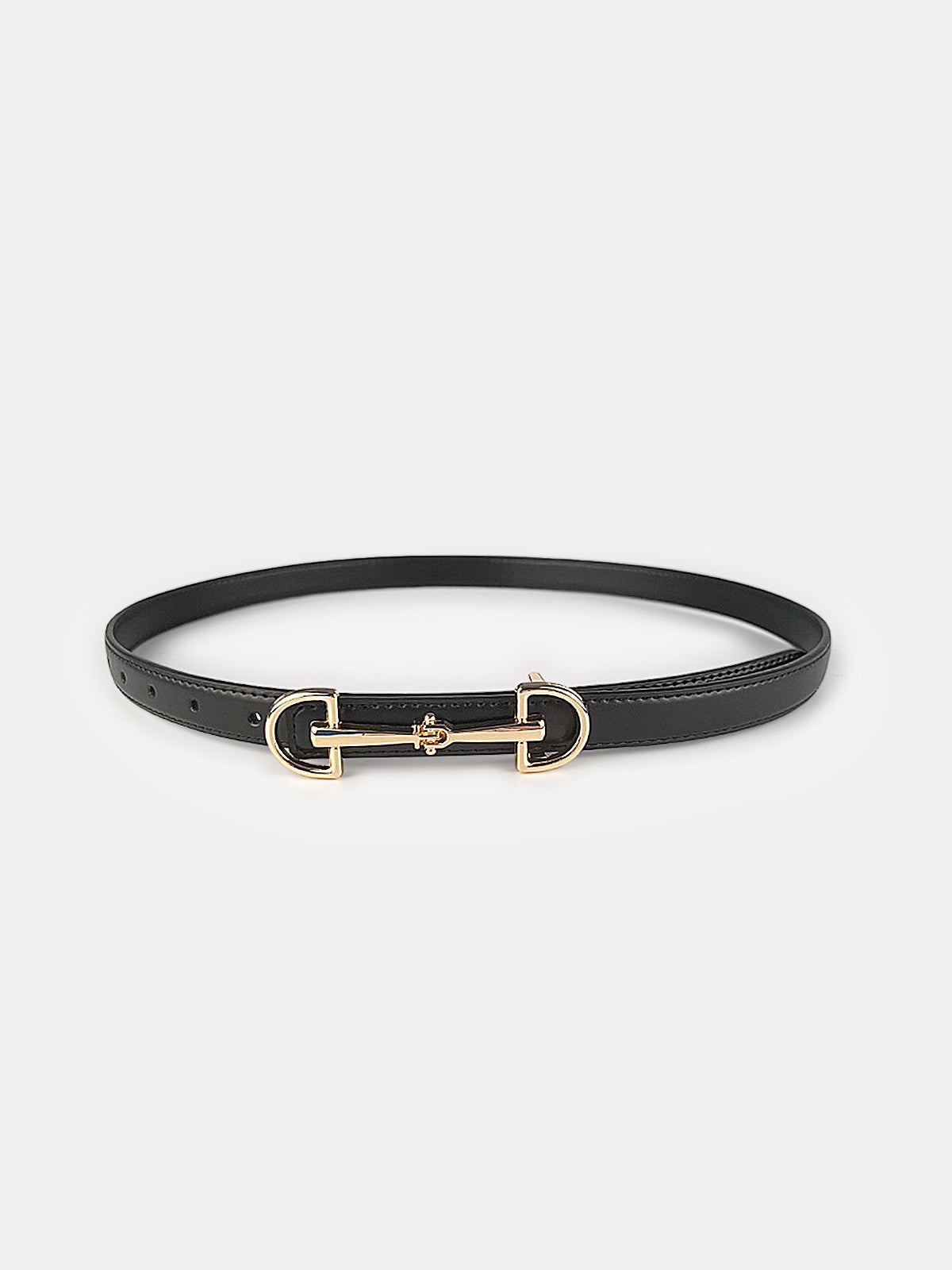 Horsebit Buckle Leather Thin Belt, Adjustable Classic Fashion Accessory