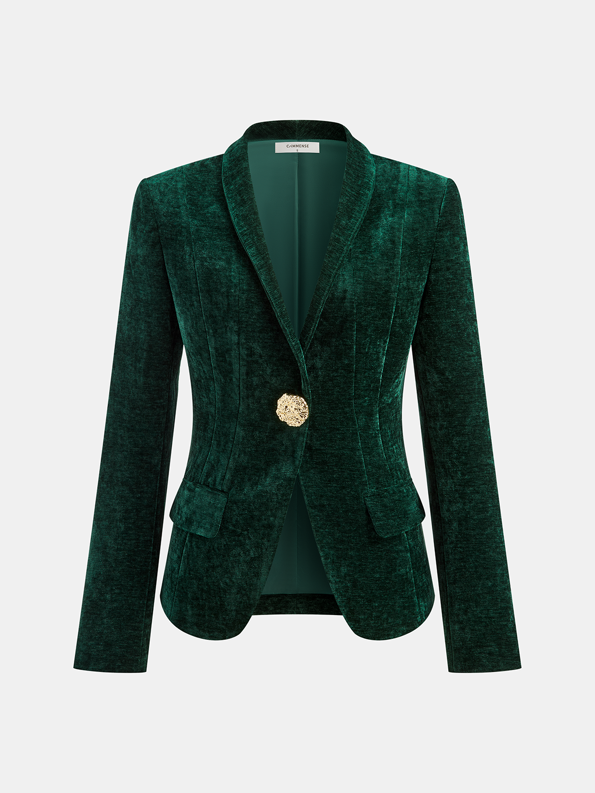 Metal Button Velvet Blazer for Women Elegant Evening Wear
