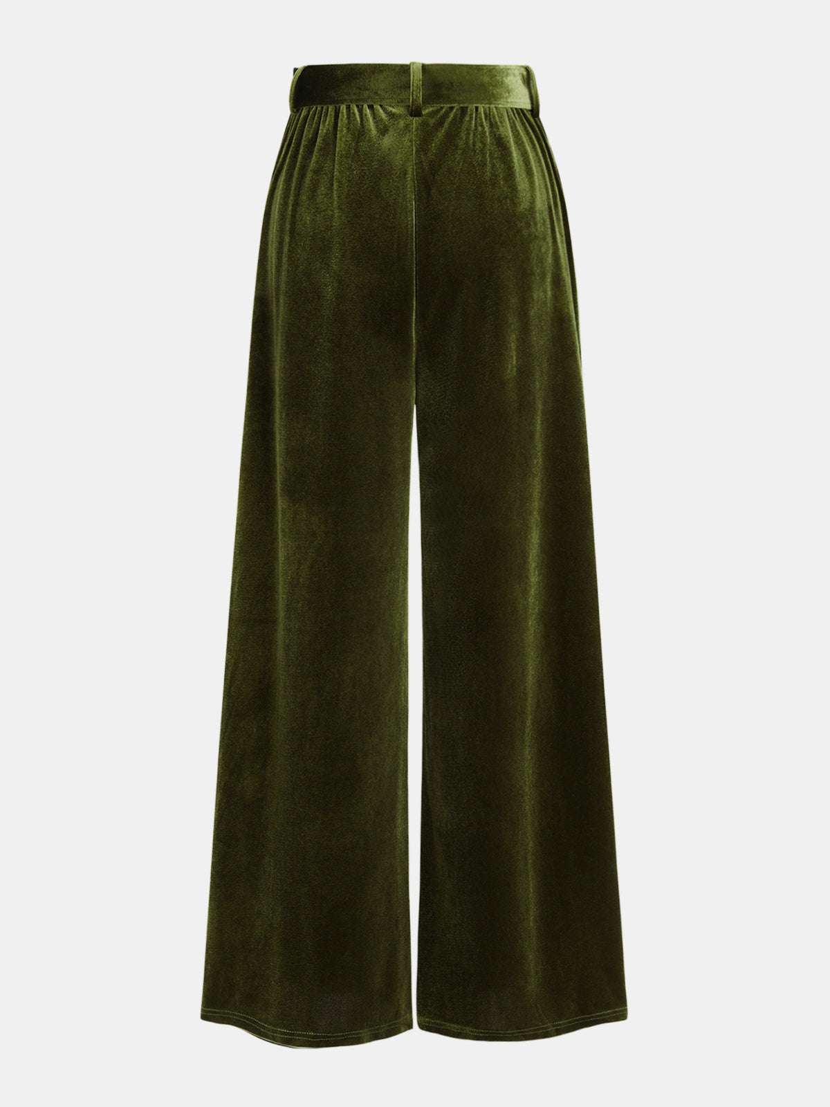 Belted Pleated Velvet Wide-Leg Pants High Waist Elegant Comfort